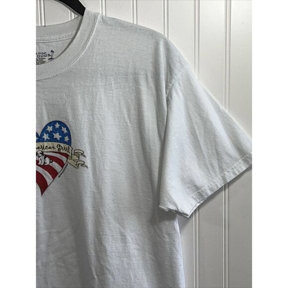 All American Grrrl Girl Big Dogs Tee Shirt Size Large White Heart Flag - Picture 3 of 7